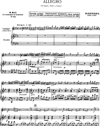 Allegro (Les Classiques du Saxophone No. 93)