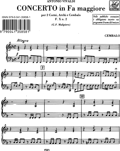 Concerto In Fa Maggiore Rv 539 F X N 2 Tomo 121 Harpsichord Sheet Music By Antonio Vivaldi Nkoda