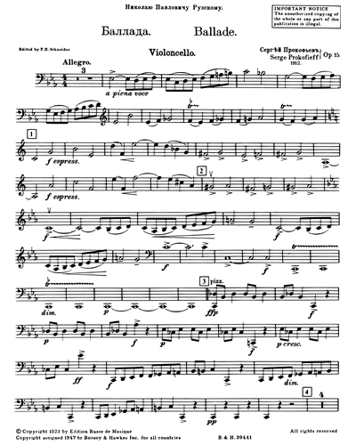 Ballade for Cello and Piano, op. 15