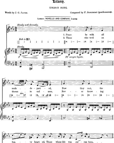 Litany Unison Chorus Piano Sheet Music By Franz Schubert Nkoda
