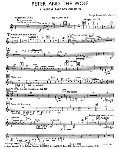 Peter And The Wolf Op 67 Horn 1 In F Sheet Music By Sergei Prokofiev Nkoda
