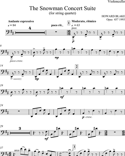The Snowman Concert Suite for String Quartet, Op. 457