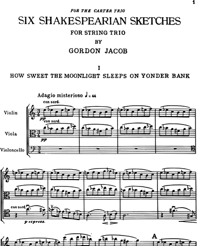 Six Shakespearian Sketches for String Trio