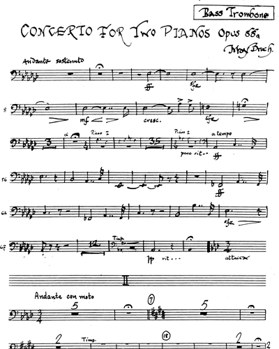 Konzert für Zwei Klaviere und Orchester, op. 88a Trombone 3 Sheet