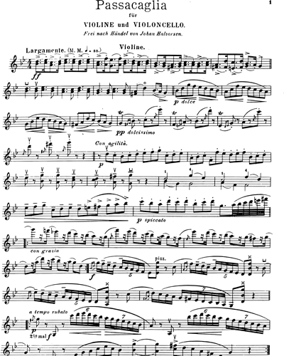 Passacaglia (Ausgabe für Violine und Violoncello)