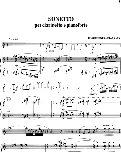 Sonetto per clarinetto e pianoforte