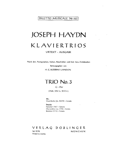 Piano Trio No. 3 in G major, Hob. XIV:6. XVI:6