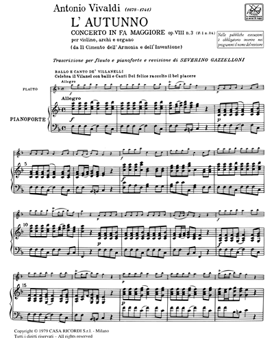 Concerto in Fa maggiore "L'Autunno" Op. 8 n. 3 F. I n. 24