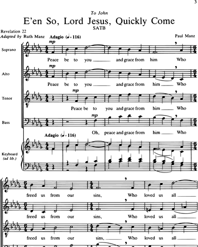 Mixed Chorus SATB & Keyboard (ad libitum)
