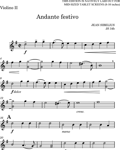 Andante festivo - Digital Urtext Edition (Mid-Sized Tablet Screen)