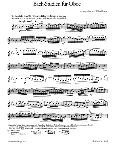 Bach-Studien für Oboe, Heft 1