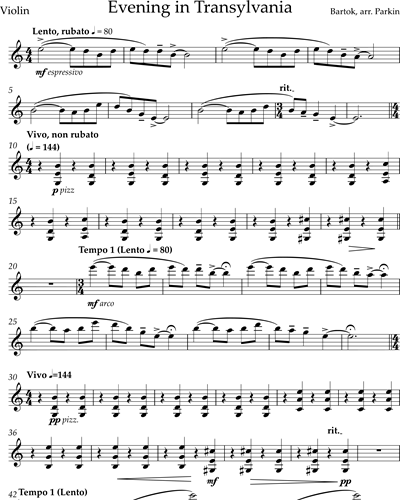 Evening In Transylvania (from '10 Easy Pieces') Violin Sheet Music By ...