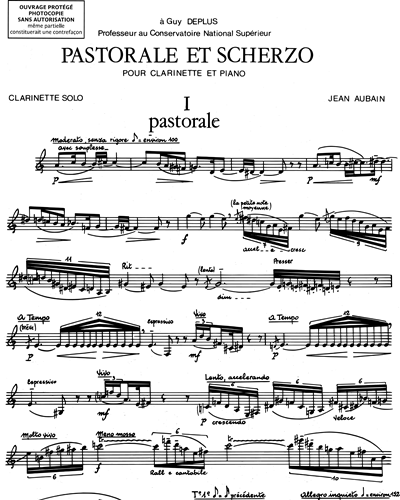 Pastorale et scherzo pour clarinette et piano