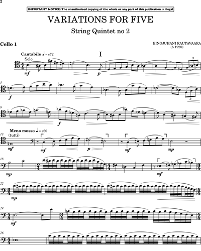 [String Quintet] Cello 1