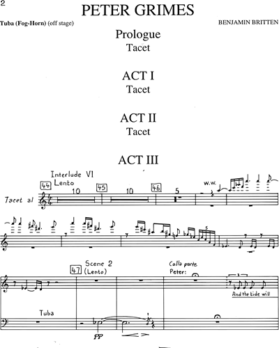 Peter Grimes, op. 33 Chorus Score Sheet Music by Benjamin Britten 