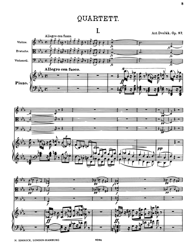 Piano Quartet in E flat, op. 87