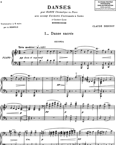 Danses Sacrée et Profane - Transcription pour piano à quatre mains