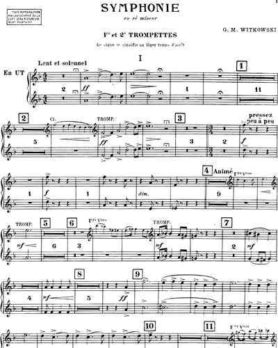 Symphonie N 1 En Re Mineur Trumpet In C 1 Trumpet In C 2 Sheet Music By Georges Martin Witkowski Nkoda