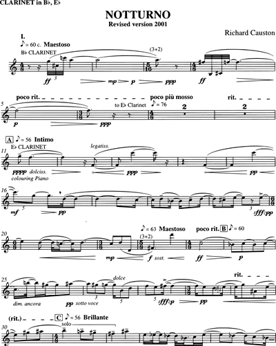 Notturno Clarinet In Bb/Clarinet In Eb Sheet Music By Richard Causton ...