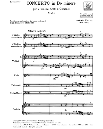Concerto in Do minore RV 510 F. I n. 14 Tomo 60