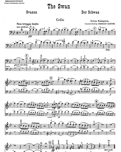 Selim Palmgren The Swan Cello Alternative Sheet Music Nkoda