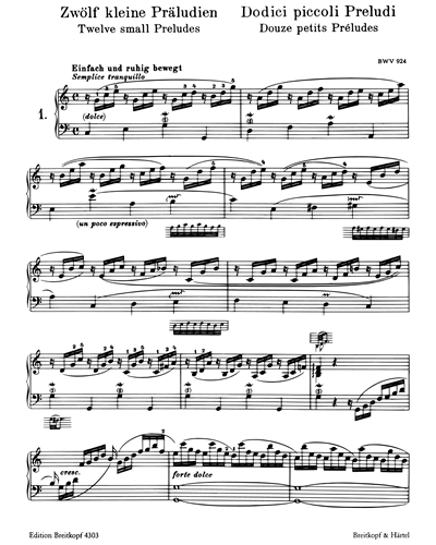 Klavierwerke, Band III: Einzelwerke BWV 802–805, 924–930, 933–942, 961, 999