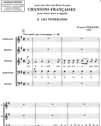 Les Tisserands (n. 8 des "Huit chansons françaises")