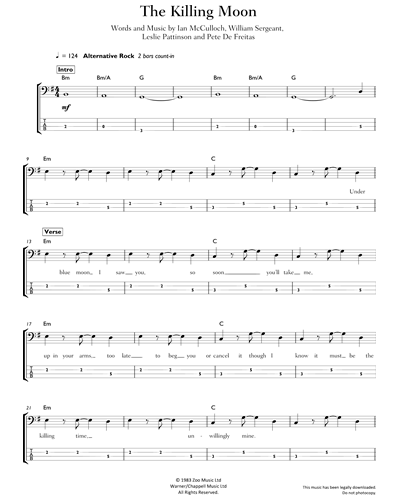 The Killing Moon Bass Guitar Sheet Music By Pete De Freitas Nkoda   4e2e5dd8 B122 4ffa A2ce 57f9ea752436