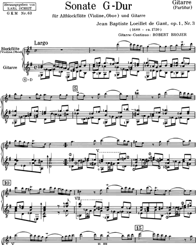 Sonata in G major, op. 1 No. 3