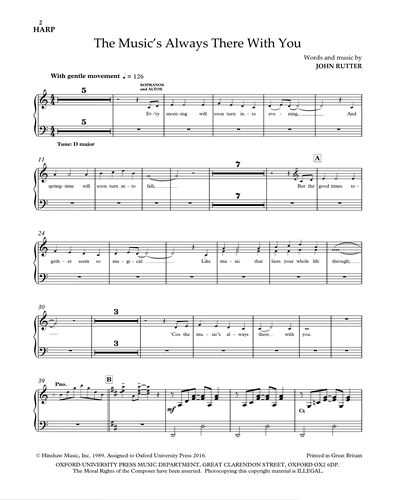 The Music's Always There with You Harp Sheet Music by John Rutter ...