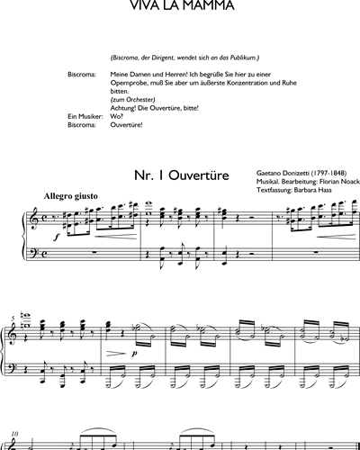 Viva la mamma Opera Vocal Score Sheet Music by Gaetano Donizetti, nkoda