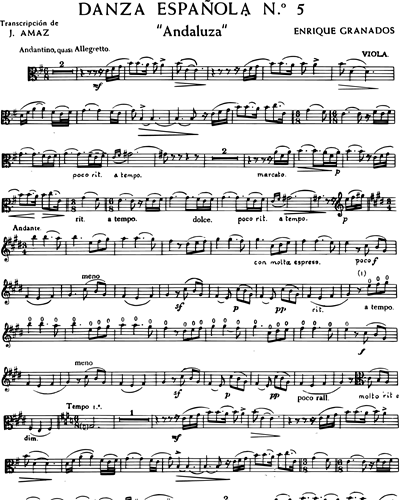 Andaluza ("Danza Española nº 5") - Transcripción para viola y piano