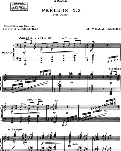 Prélude n. 3 (extrait de "Cinq Préludes") - Transcription pour piano