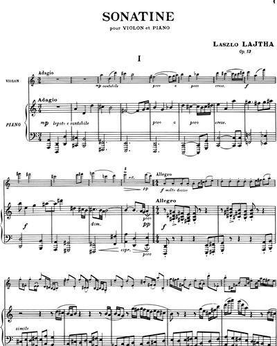 Sonatine pour Violon et Piano, Op. 13