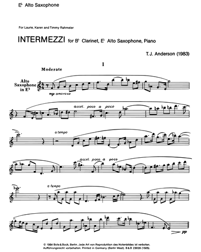 Intermezzi for Clarinet, Alto Saxophone and Piano
