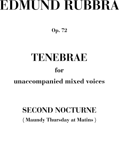 Tenebrae for unaccompanied mixed voices