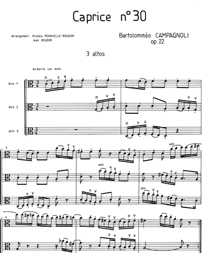 Caprice No. 30, Op. 22 pour 3 Altos
