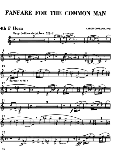 Aaron Copland Fanfare For The Common Man Horn In F 4 Sheet Music Nkoda