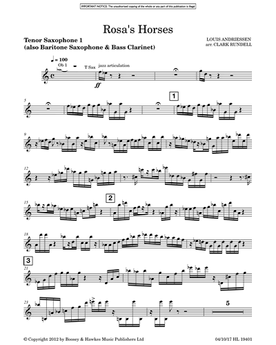 Tenor Saxophone 1/Baritone Saxophone/Bass Clarinet