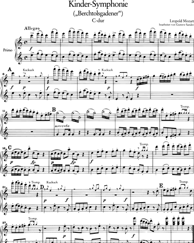 Kinder-Symphonie C-dur - Ausgabe für Klavier zu vier Händen