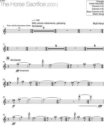 Clarinet/Clarinet in Eb/Bass Clarinet/Treble Recorder/Triangle/Gong