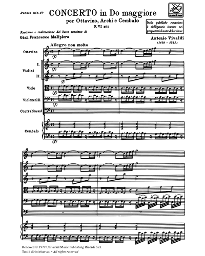 Concerto in Do maggiore RV 444 F. VI n. 5 Tomo 110