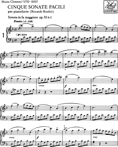 Cinque sonate facili per pianoforte