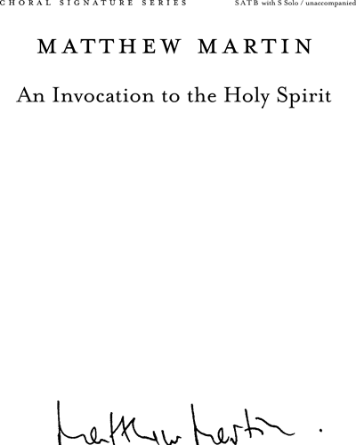 An Invocation to the Holy Spirit