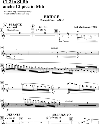 Clarinet 2 (Bb)/Piccolo Clarinet (Eb)