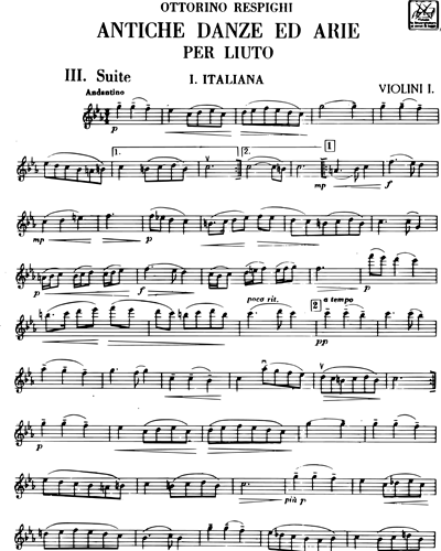 Respighi, Ottorino - Siciliana (from Antiche danze ed Arie) Sheet