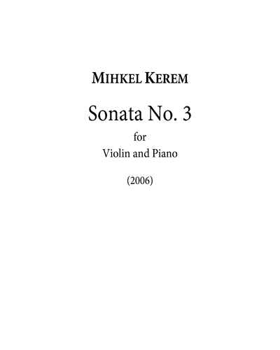 Sonata No. 3 for Violin and Piano