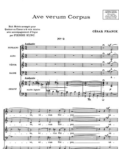 Ave Verum Corpus (extrait n. 2 de "Huit Motets")