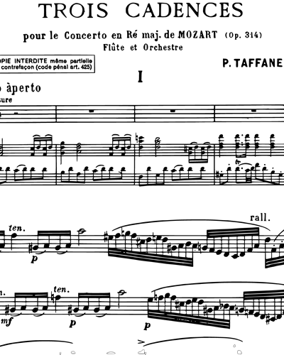 3 Cadences pour le Concerto en ré majeur