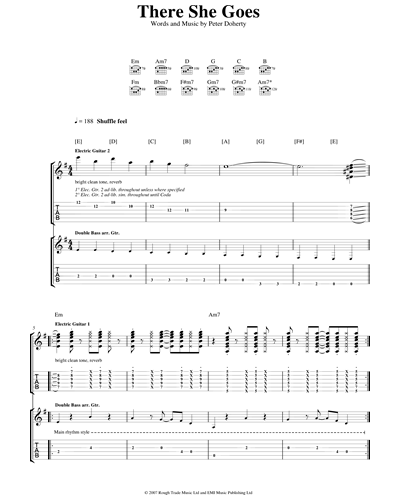 There She Goes Guitar & Voice Sheet Music By Peter Doherty 